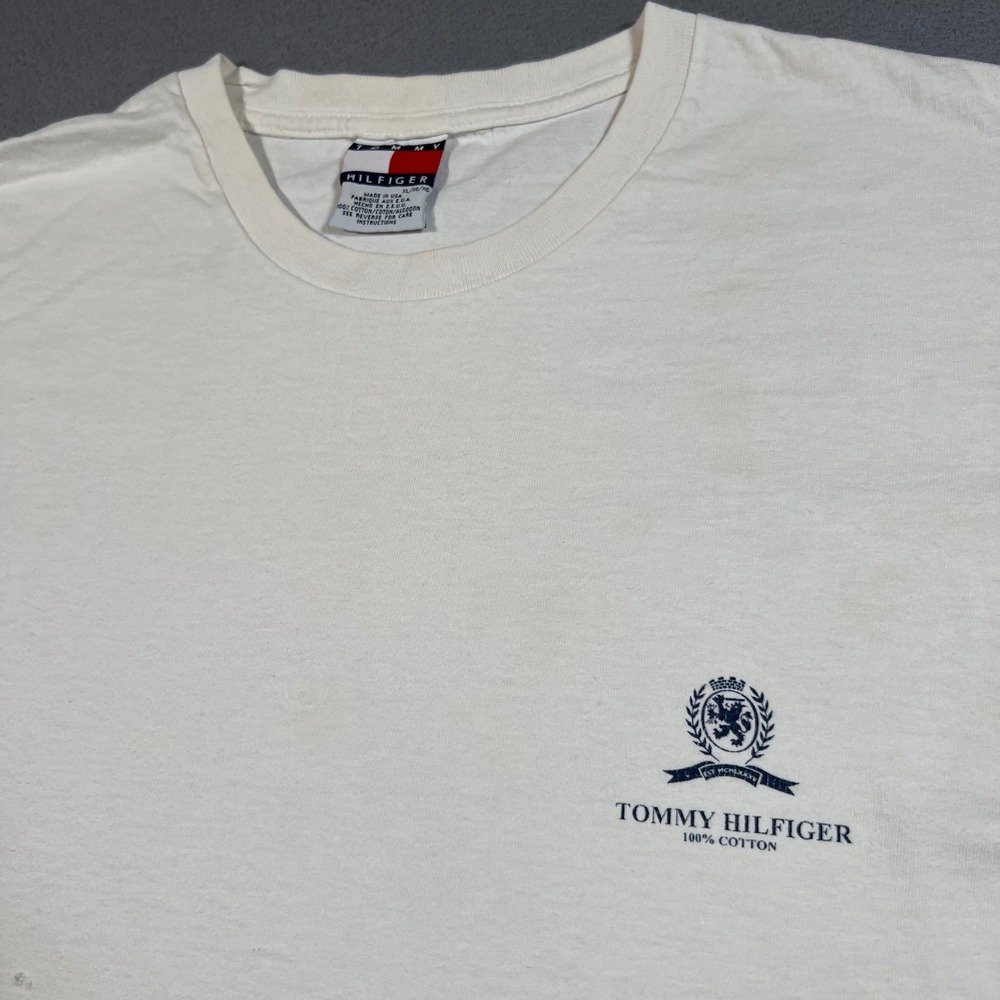 Vintage Tommy Hilfiger T Shirt Mens XL Crest‎ Logo Made In USA Classic